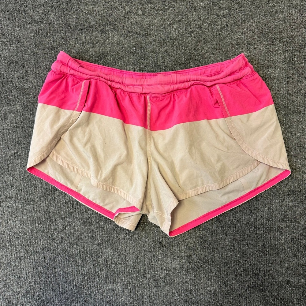 Lululemon Shorts Womens Size 12 Pink Tan Colorblock Speed Up Running Athletic